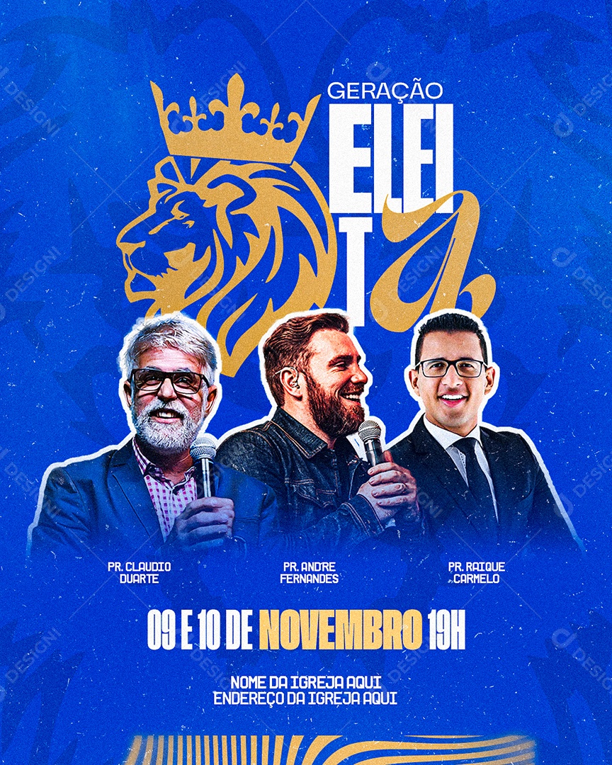 Flyer Evento Gospel Geração Eleita Social Media PSD Editável