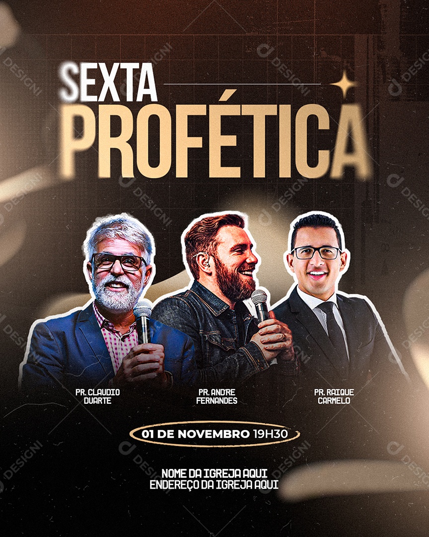 Flyer Evento Gospel Sexta Profética Social Media PSD Editável