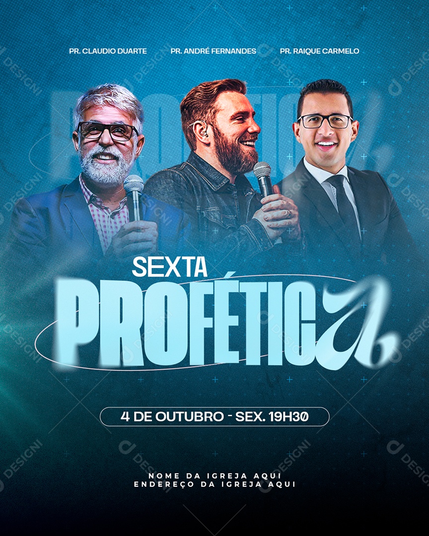 Flyer Evento Gospel Sexta Profética Social Media PSD Editável
