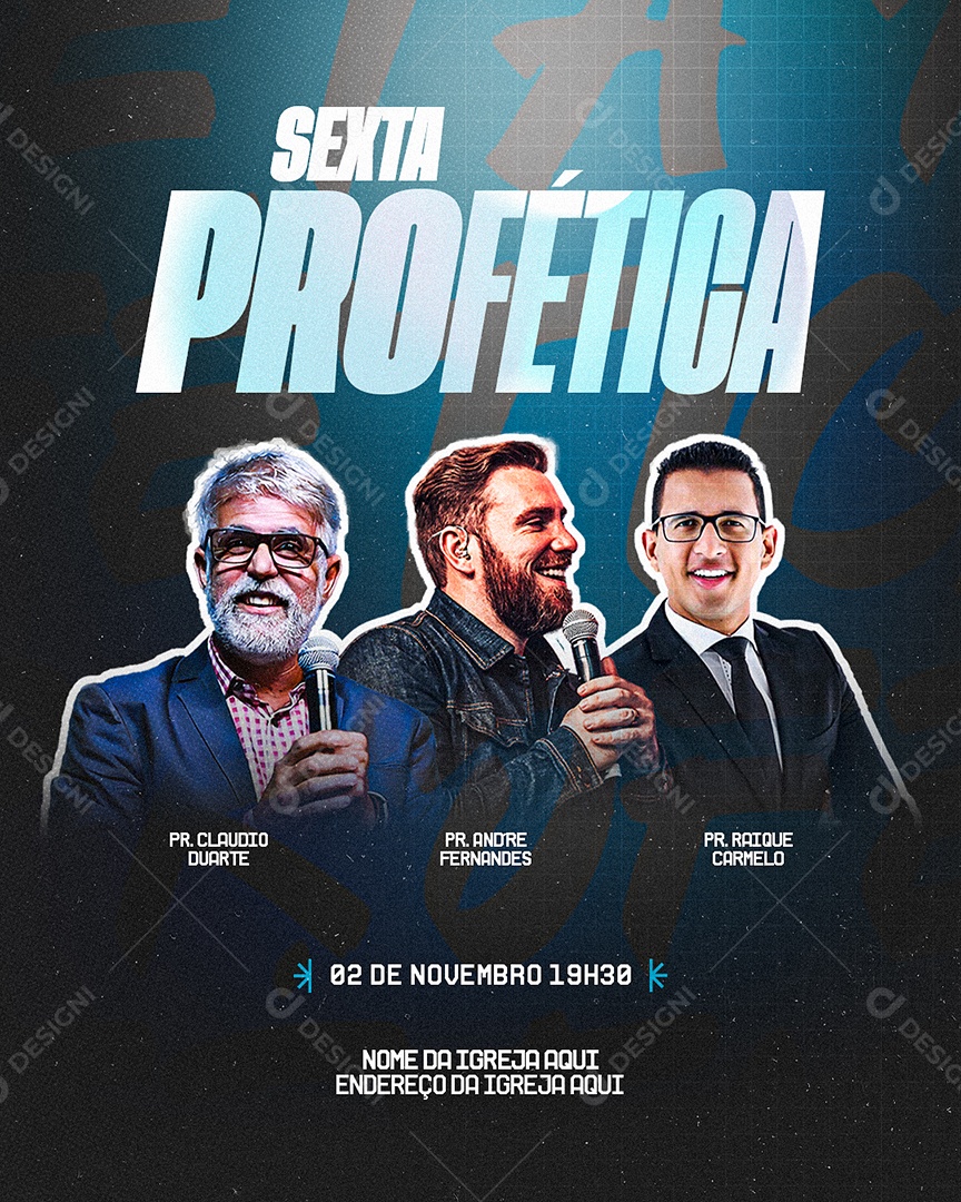 Flyer Evento Gospel Sexta Profética Social Media PSD Editável