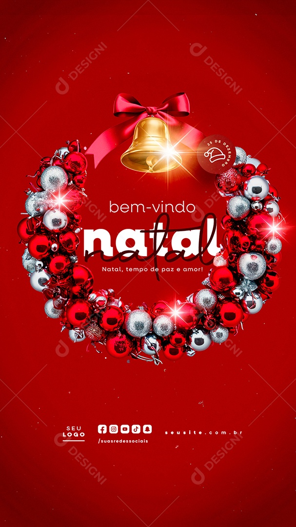 Story Social Media Bem Vindo Natal 25 de Dezembro PSD Editável