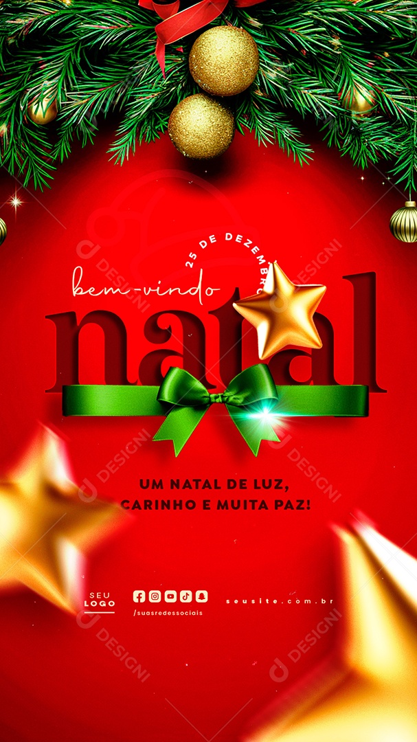 Story Bem Vindo Natal 25 de Dezembro Social Media PSD Editável