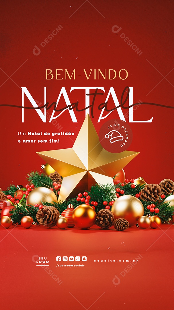 Story Bem Vindo Natal 25 de Dezembro Social Media PSD Editável