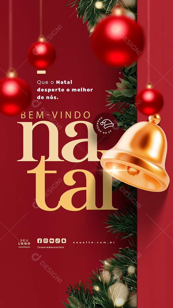 Story Bem Vindo Natal 25 de Dezembro Social Media PSD Editável