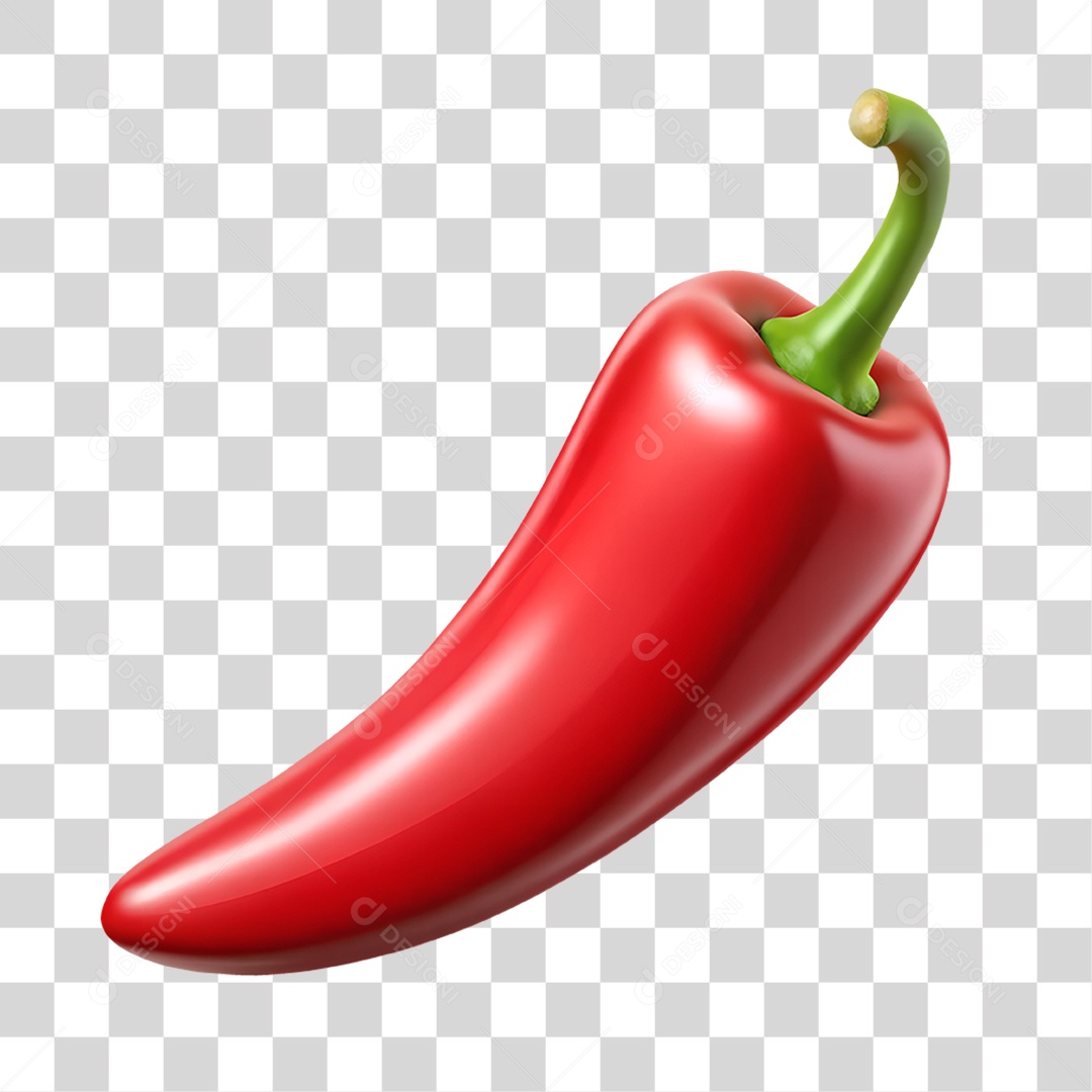 Pimenta Vermelha Elemento 3D para Composição PNG Transparente