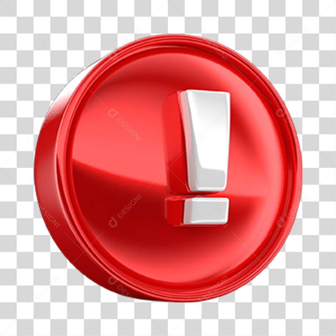 Ícone 3D Exclamação Símbolo PNG Transparente