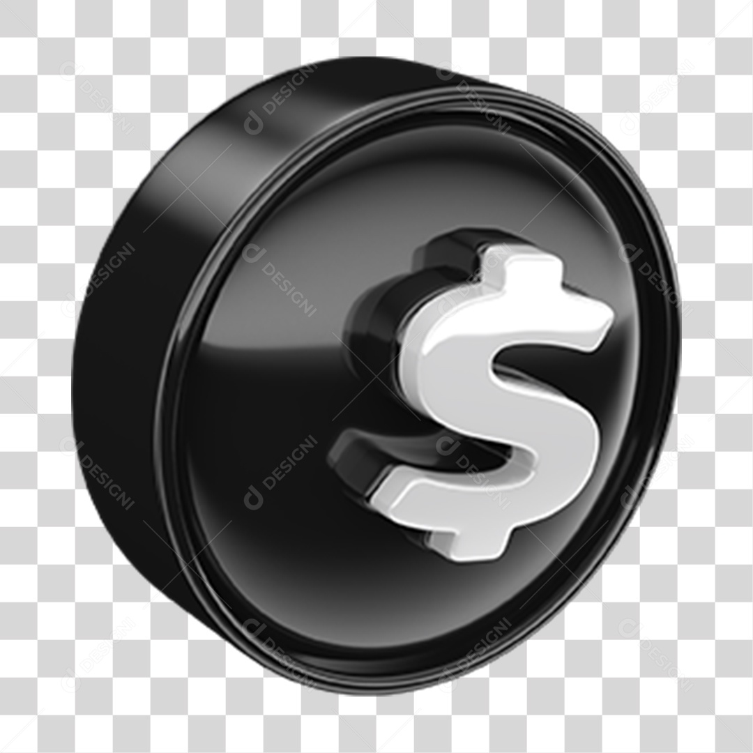 Ícone 3D Cifrão Símbolo PNG Transparente