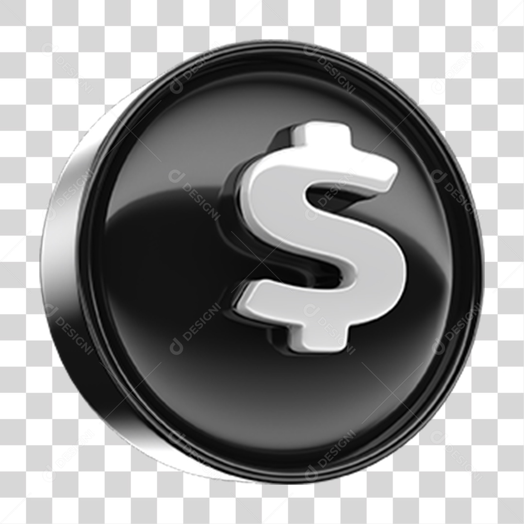 Ícone 3D Cifrão Símbolo PNG Transparente