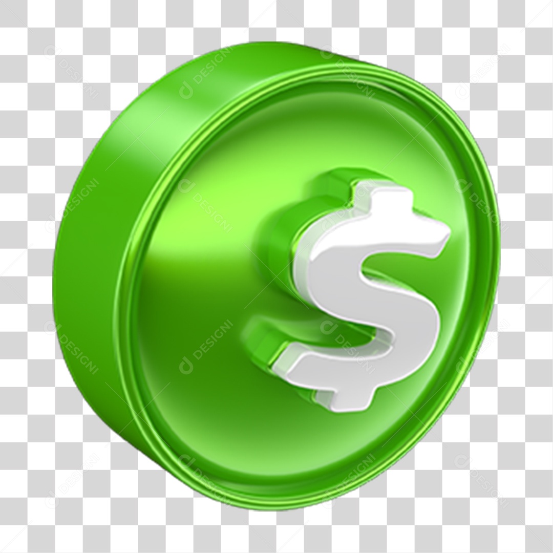 Ícone 3D Cifrão Símbolo PNG Transparente