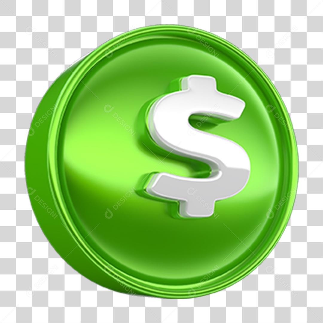 Ícone 3D Cifrão Símbolo PNG Transparente