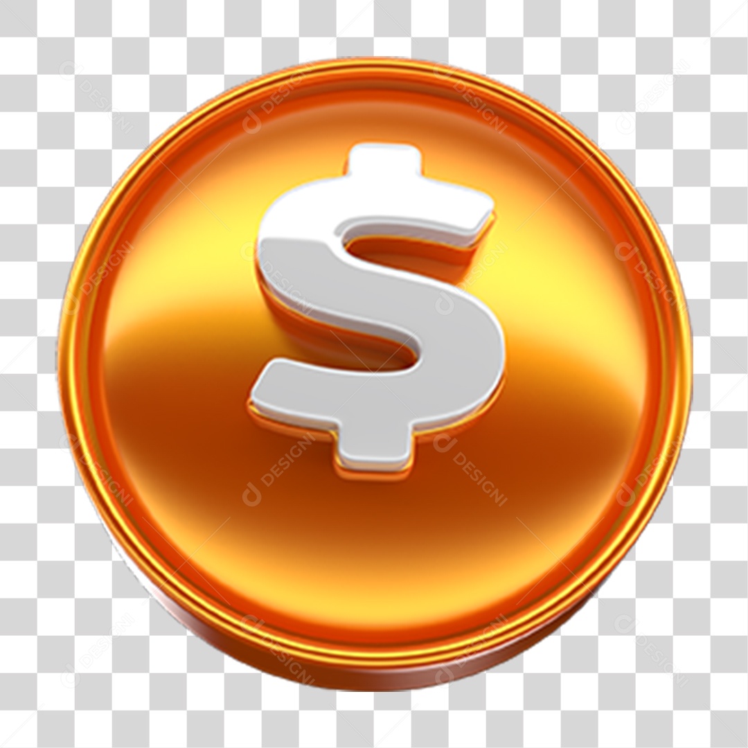 Ícone 3D Cifrão Símbolo PNG Transparente