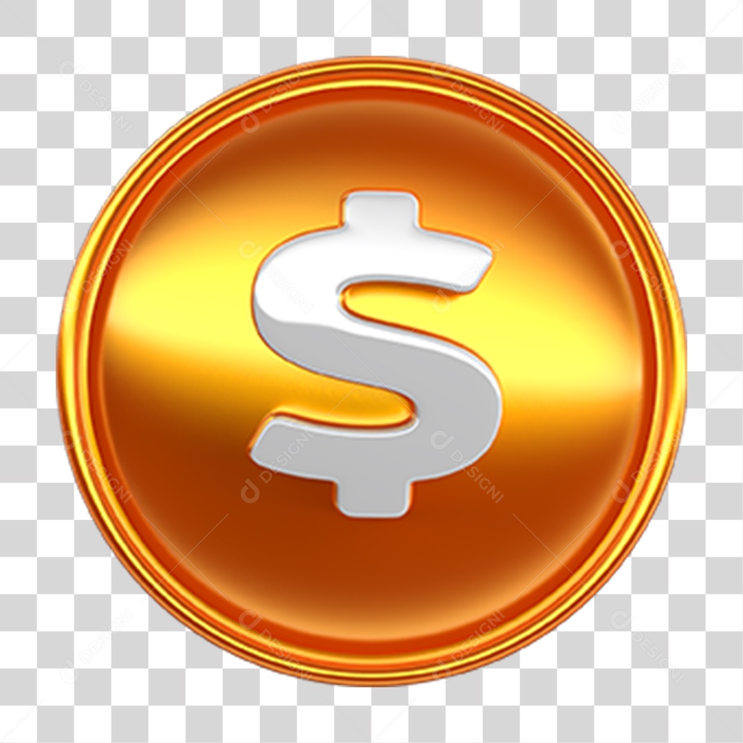 Ícone 3D Cifrão Símbolo PNG Transparente