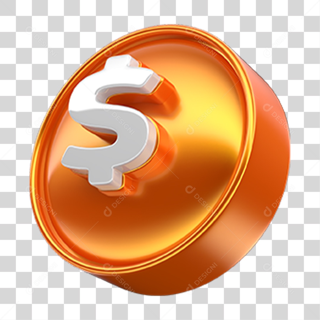 Ícone 3D Cifrão Símbolo PNG Transparente