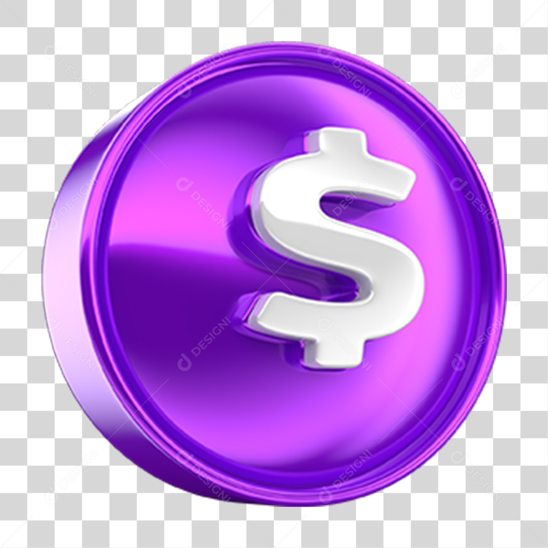 Ícone 3D Cifrão Símbolo PNG Transparente