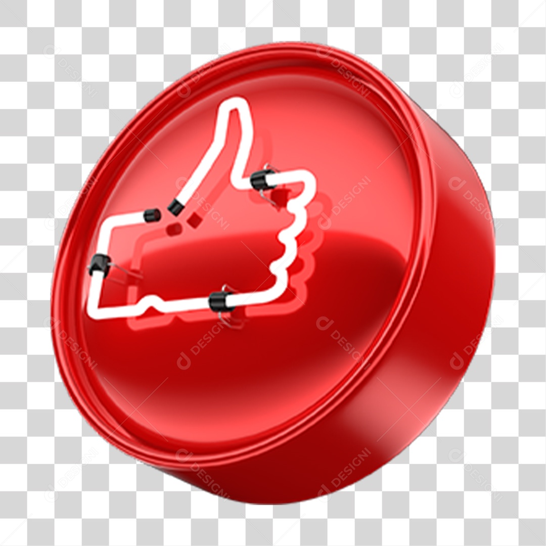 Ícone 3D Like Neon PNG Transparente