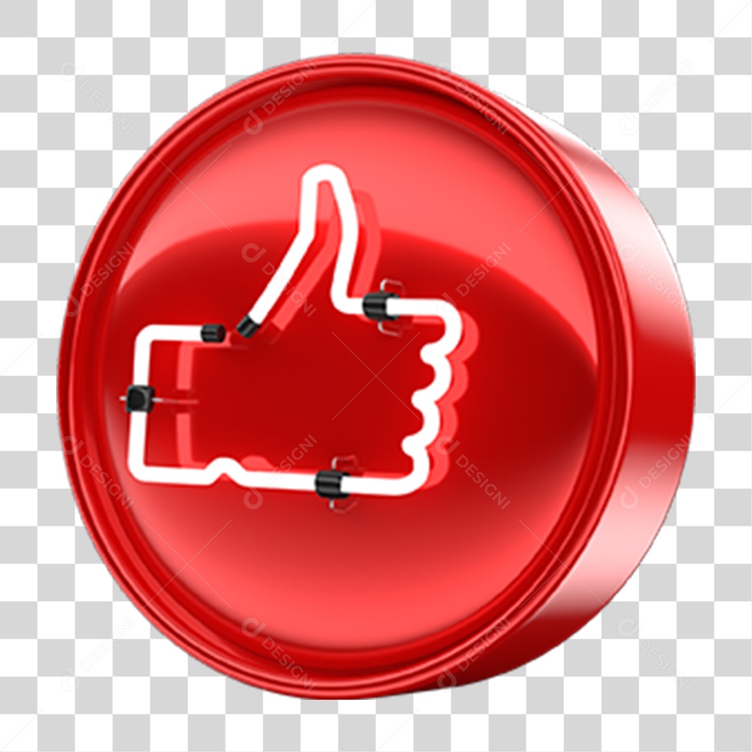 Ícone 3D Like Neon PNG Transparente