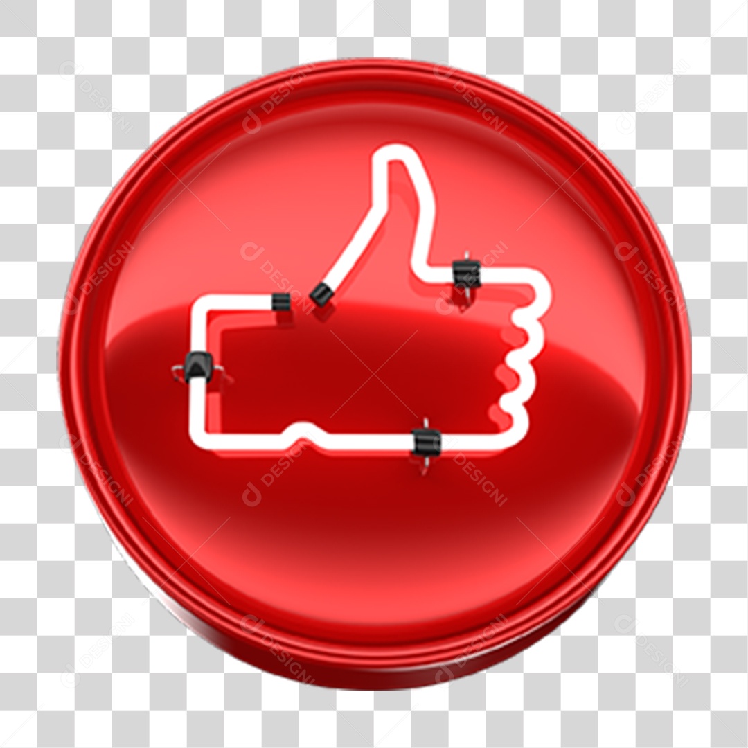 Ícone 3D Like Neon PNG Transparente
