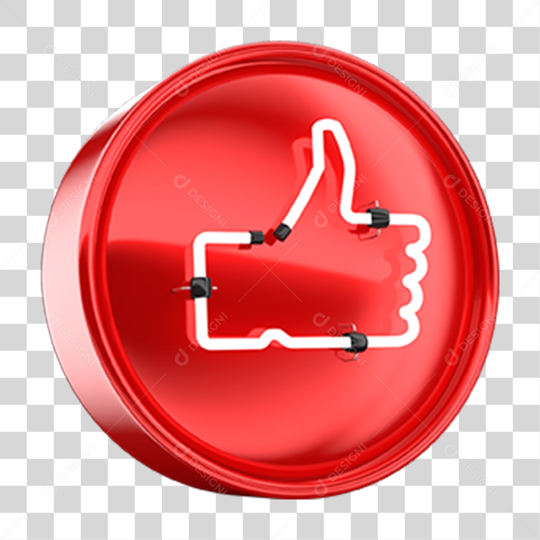 Ícone 3D Like Neon PNG Transparente