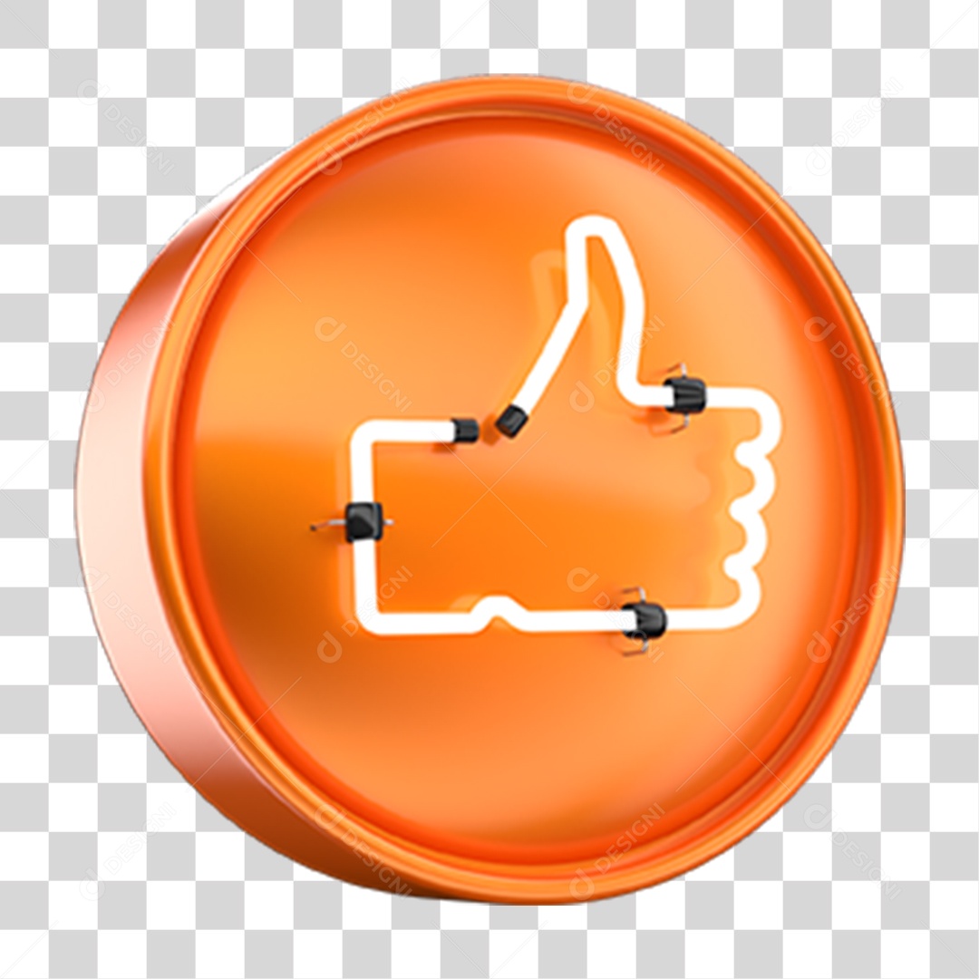 Ícone 3D Like Neon PNG Transparente