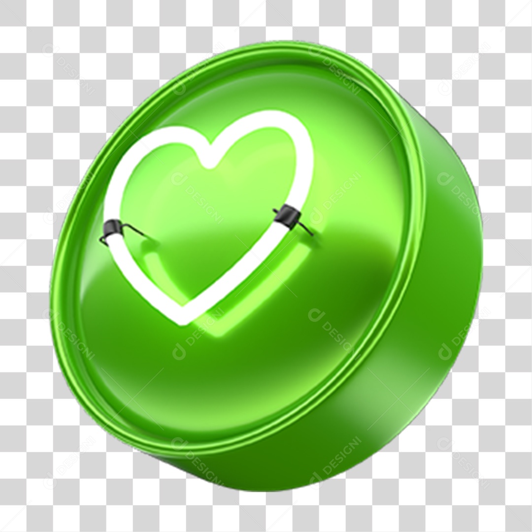 Ícone 3D Coração PNG Transparente