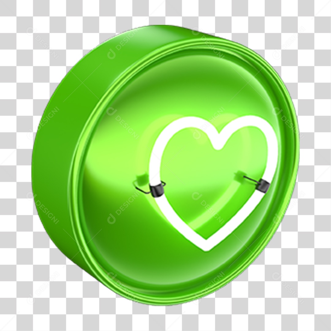 Ícone 3D Coração PNG Transparente