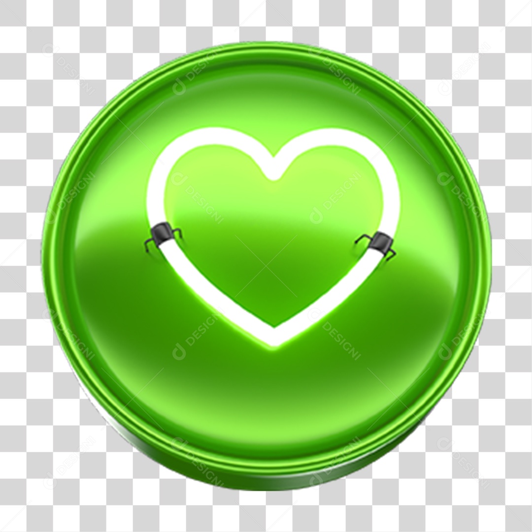 Ícone 3D Coração PNG Transparente
