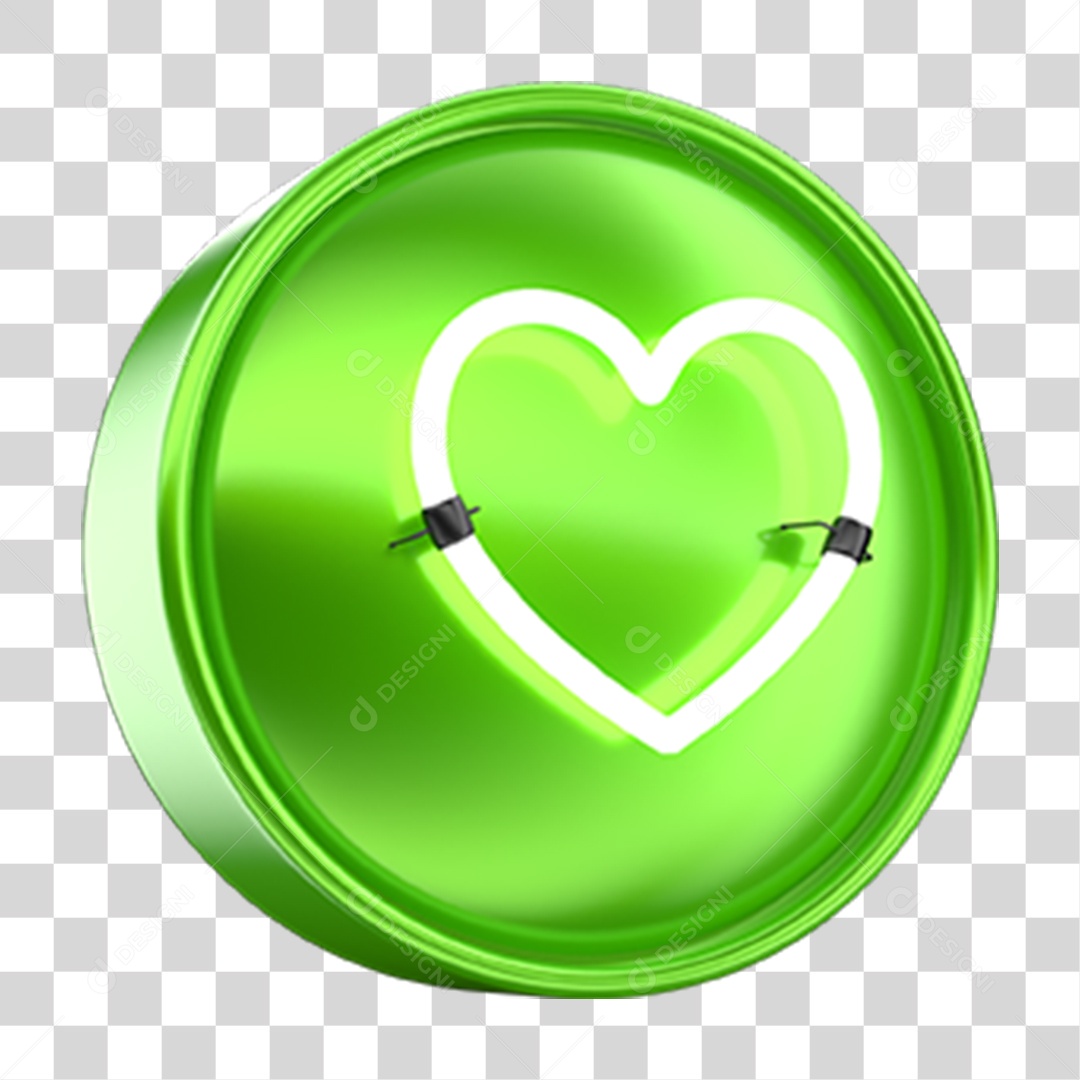 Ícone 3D Coração PNG Transparente