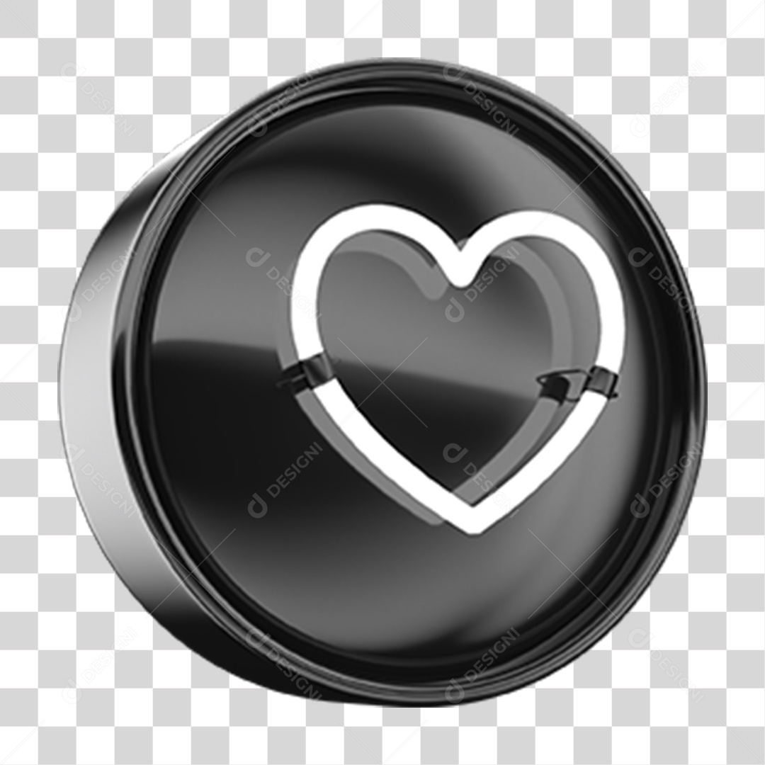 Ícone 3D Coração PNG Transparente