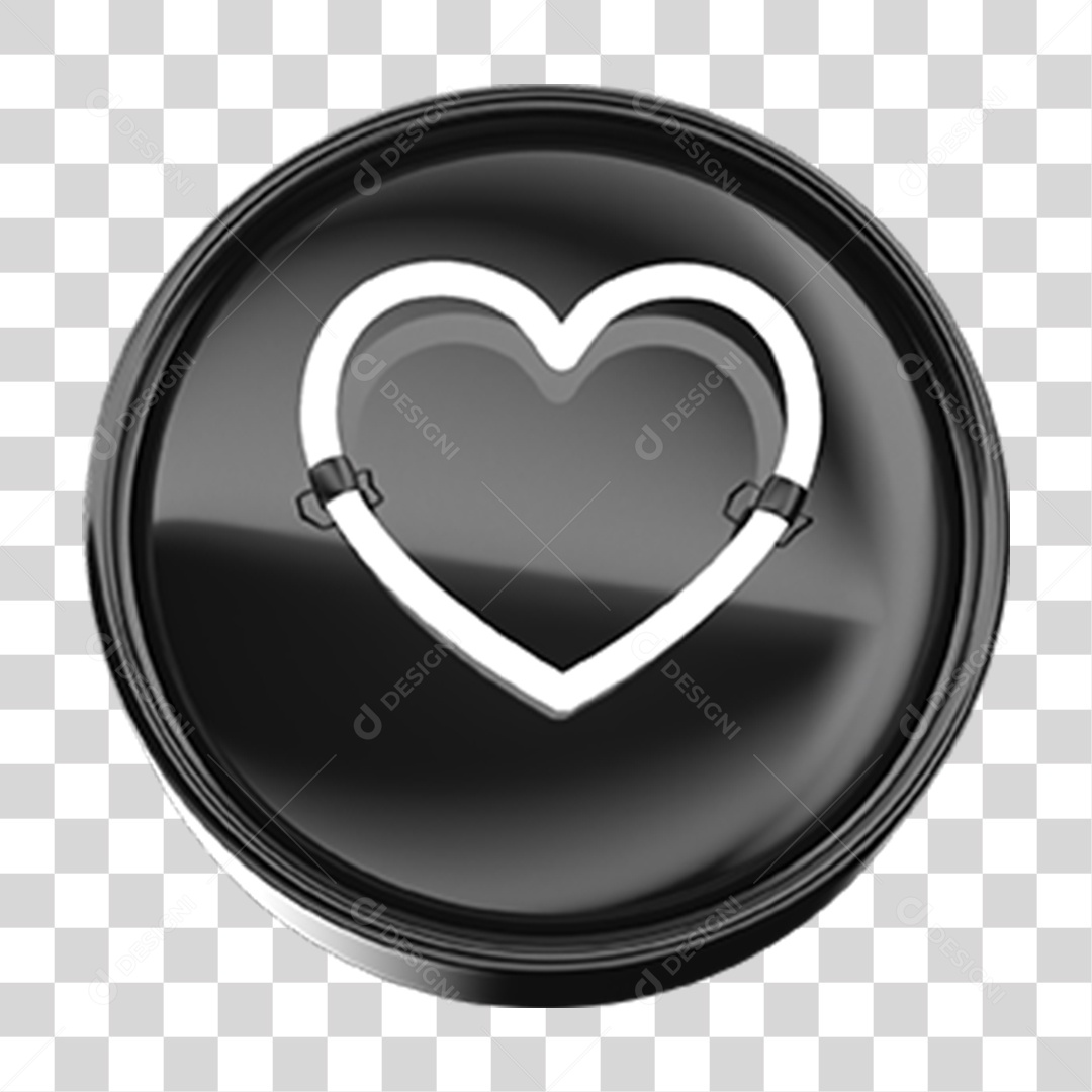 Ícone 3D Coração PNG Transparente