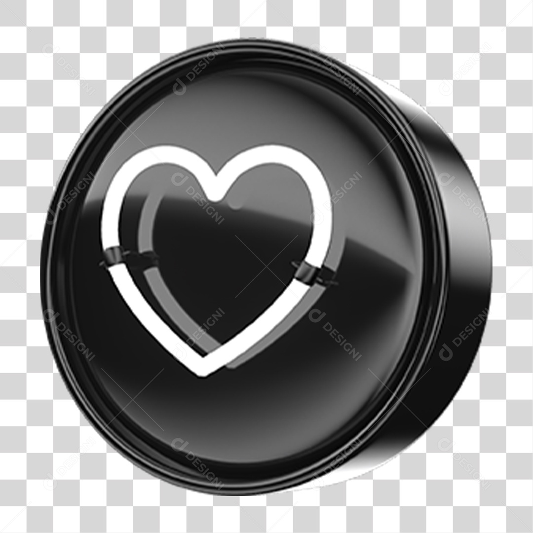 Ícone 3D Coração PNG Transparente