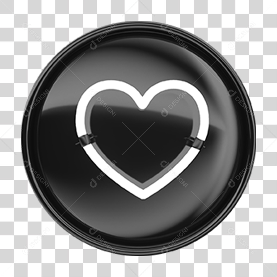 Ícone 3D Coração PNG Transparente