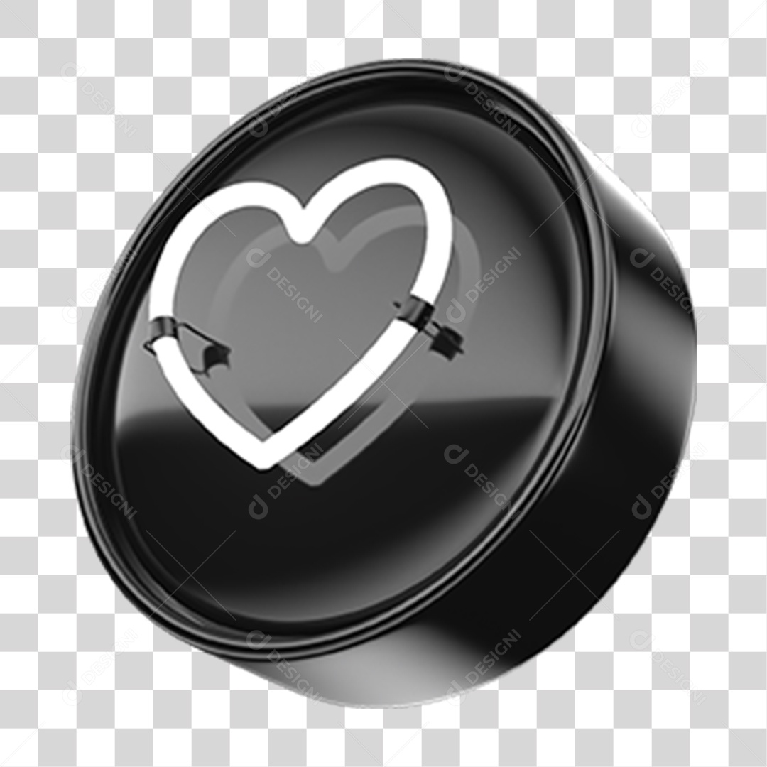 Ícone 3D Coração PNG Transparente