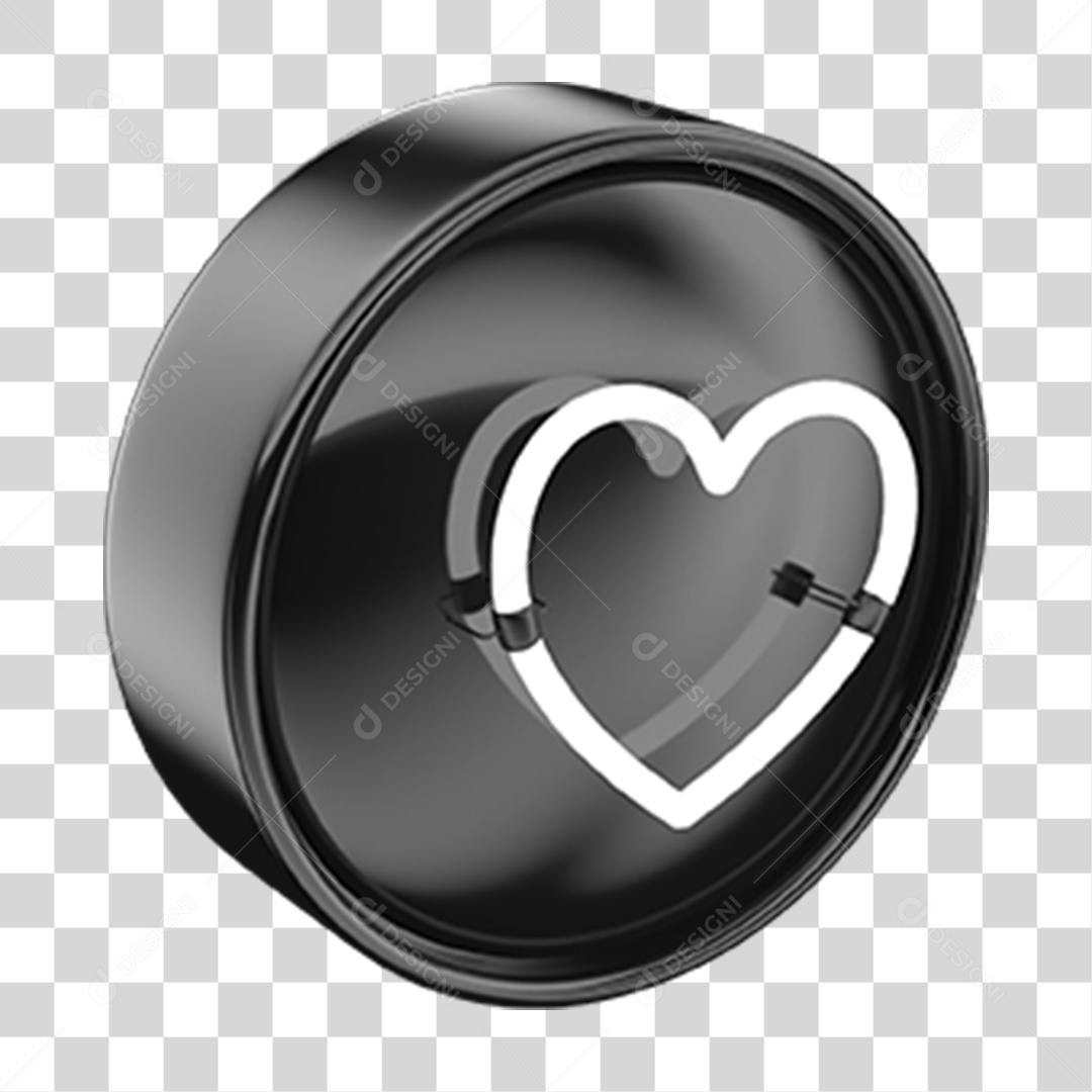 Ícone 3D Coração PNG Transparente