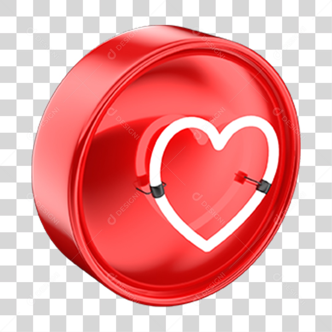 Ícone 3D Coração PNG Transparente