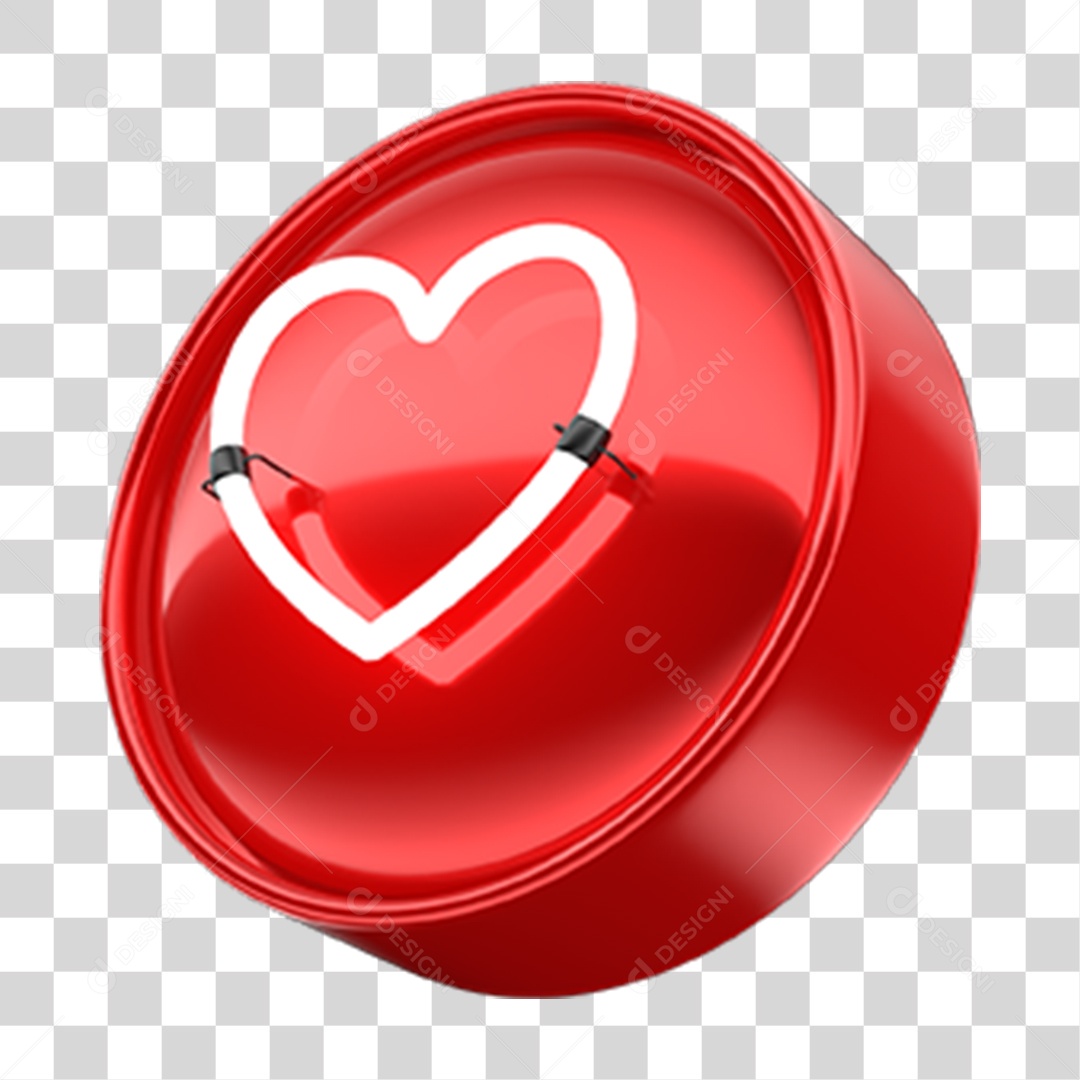 Ícone 3D Coração PNG Transparente