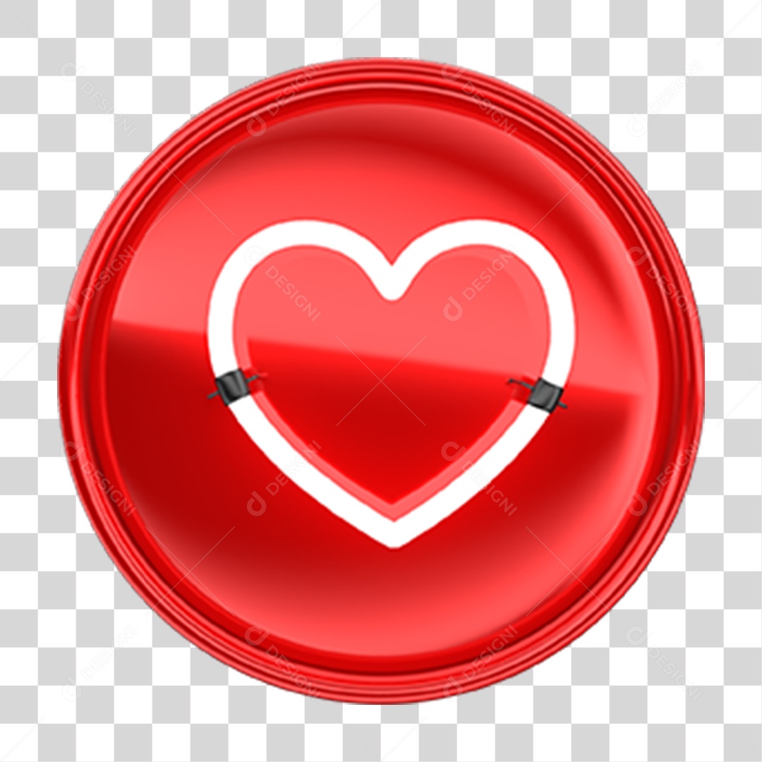 Ícone 3D Coração PNG Transparente