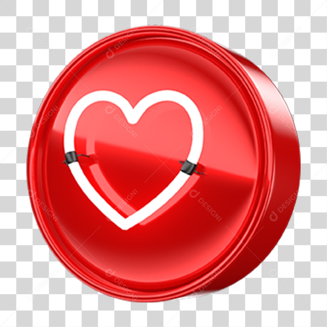 Ícone 3D Coração PNG Transparente