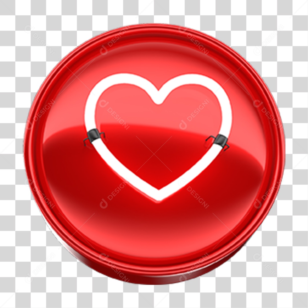 Ícone 3D Coração PNG Transparente