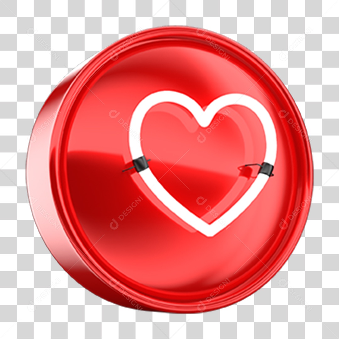 Ícone 3D Coração PNG Transparente
