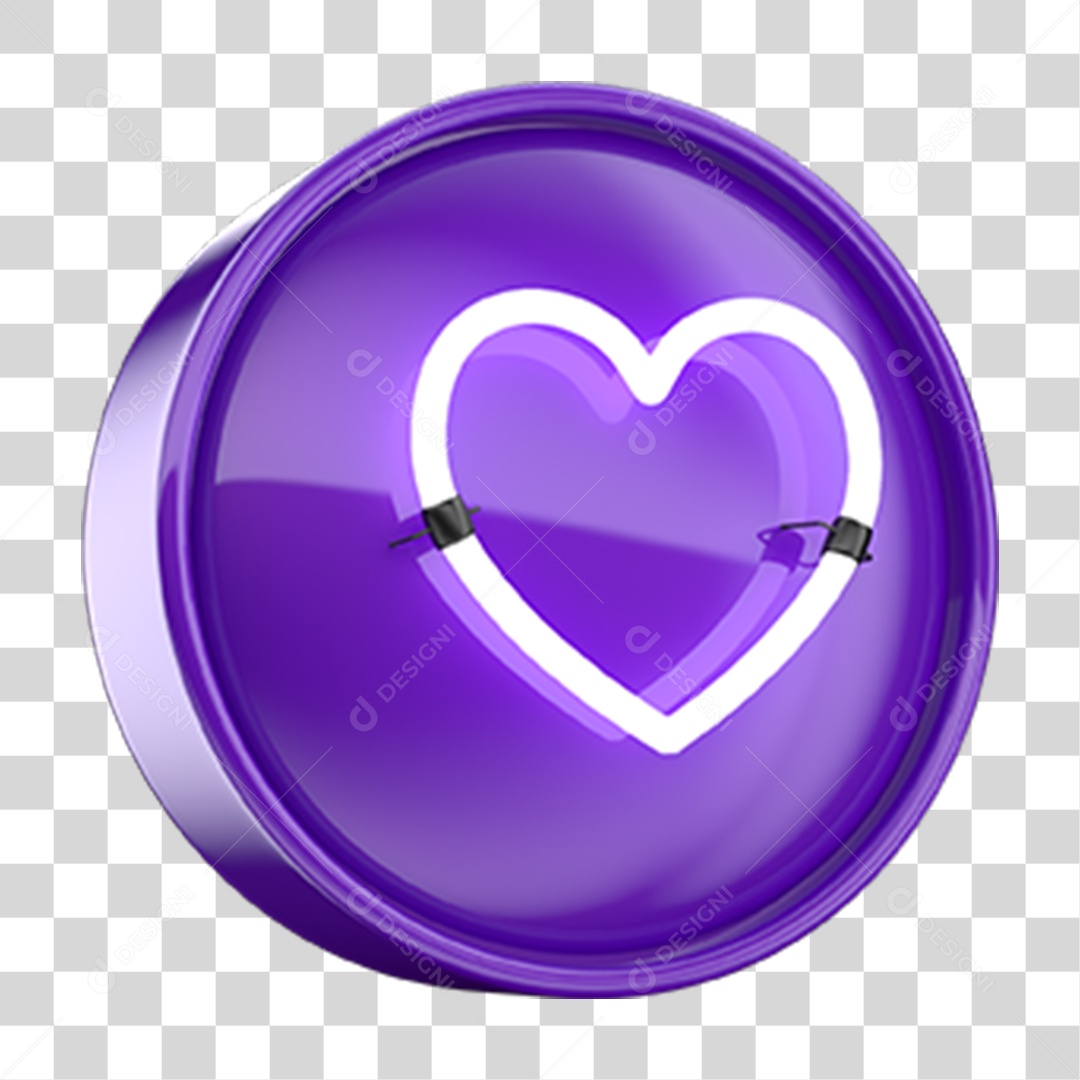 Ícone 3D Coração PNG Transparente