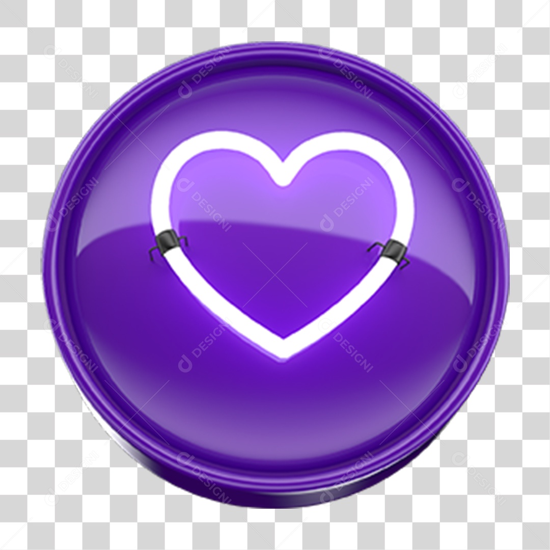 Ícone 3D Coração PNG Transparente