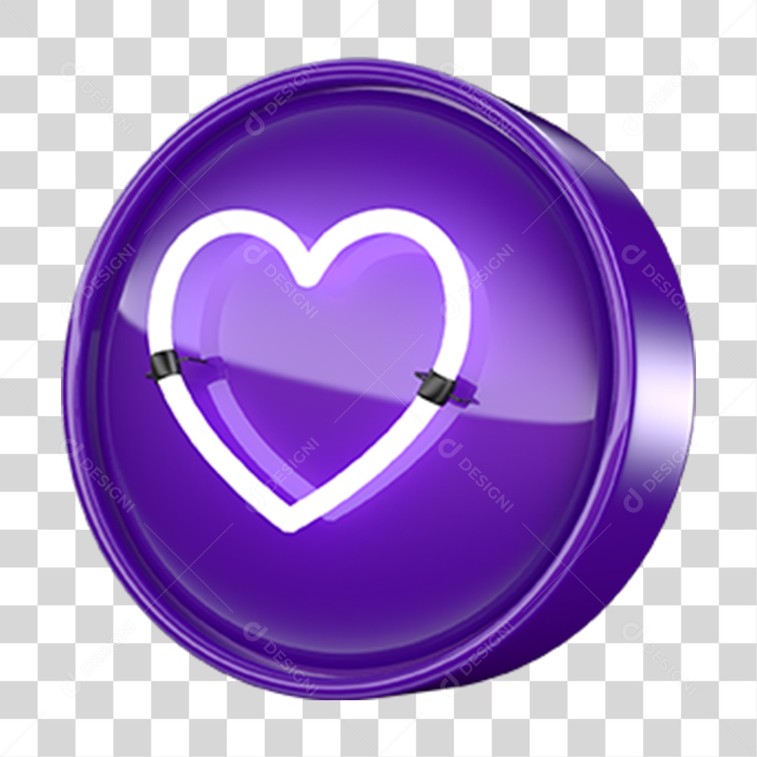 Ícone 3D Coração PNG Transparente