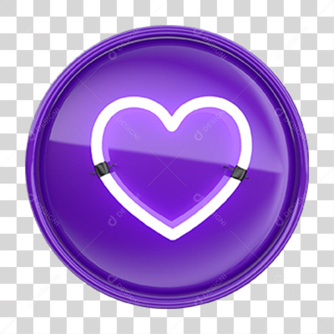 Ícone 3D Coração PNG Transparente
