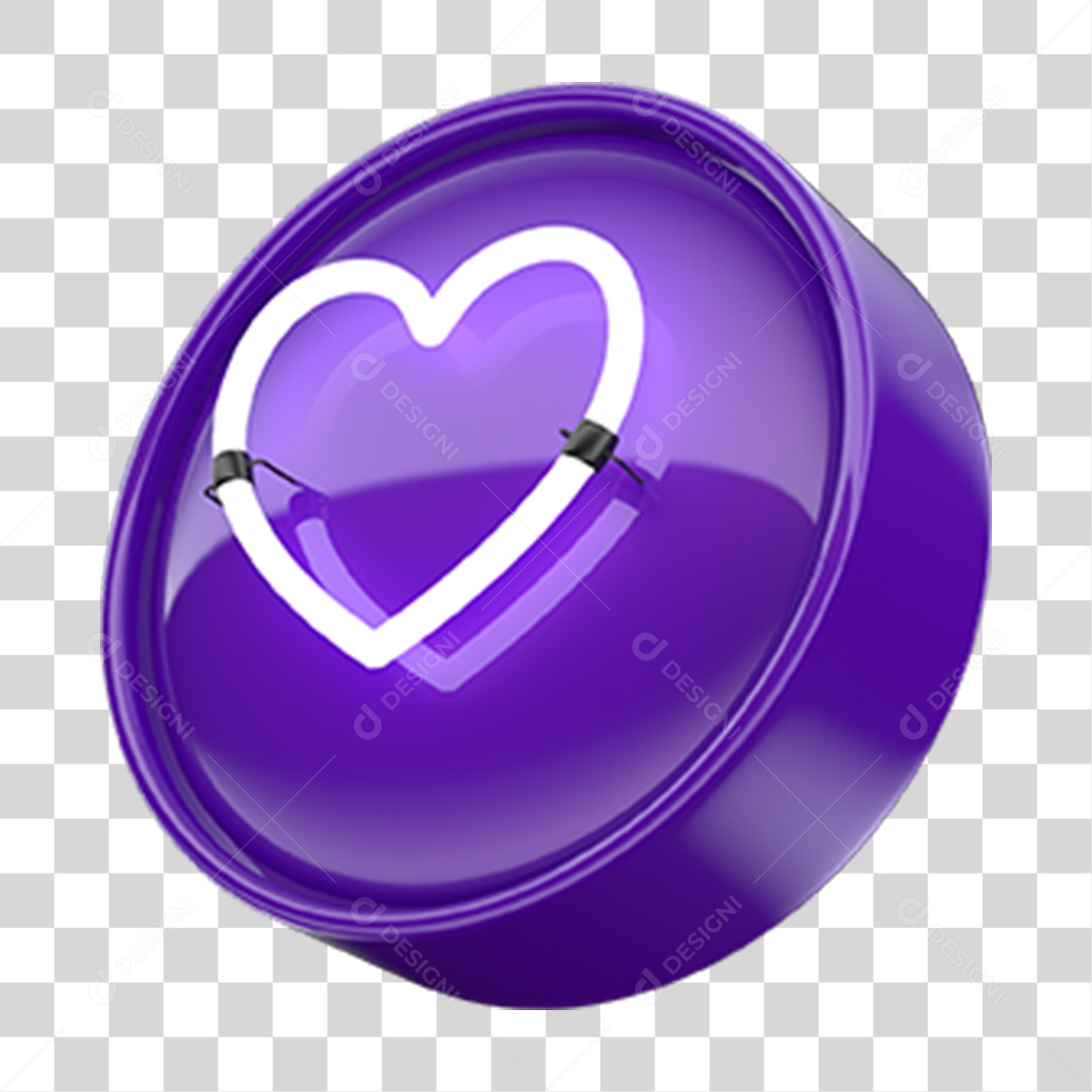 Ícone 3D Coração PNG Transparente