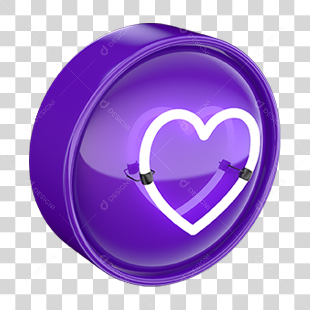 Ícone 3D Coração PNG Transparente
