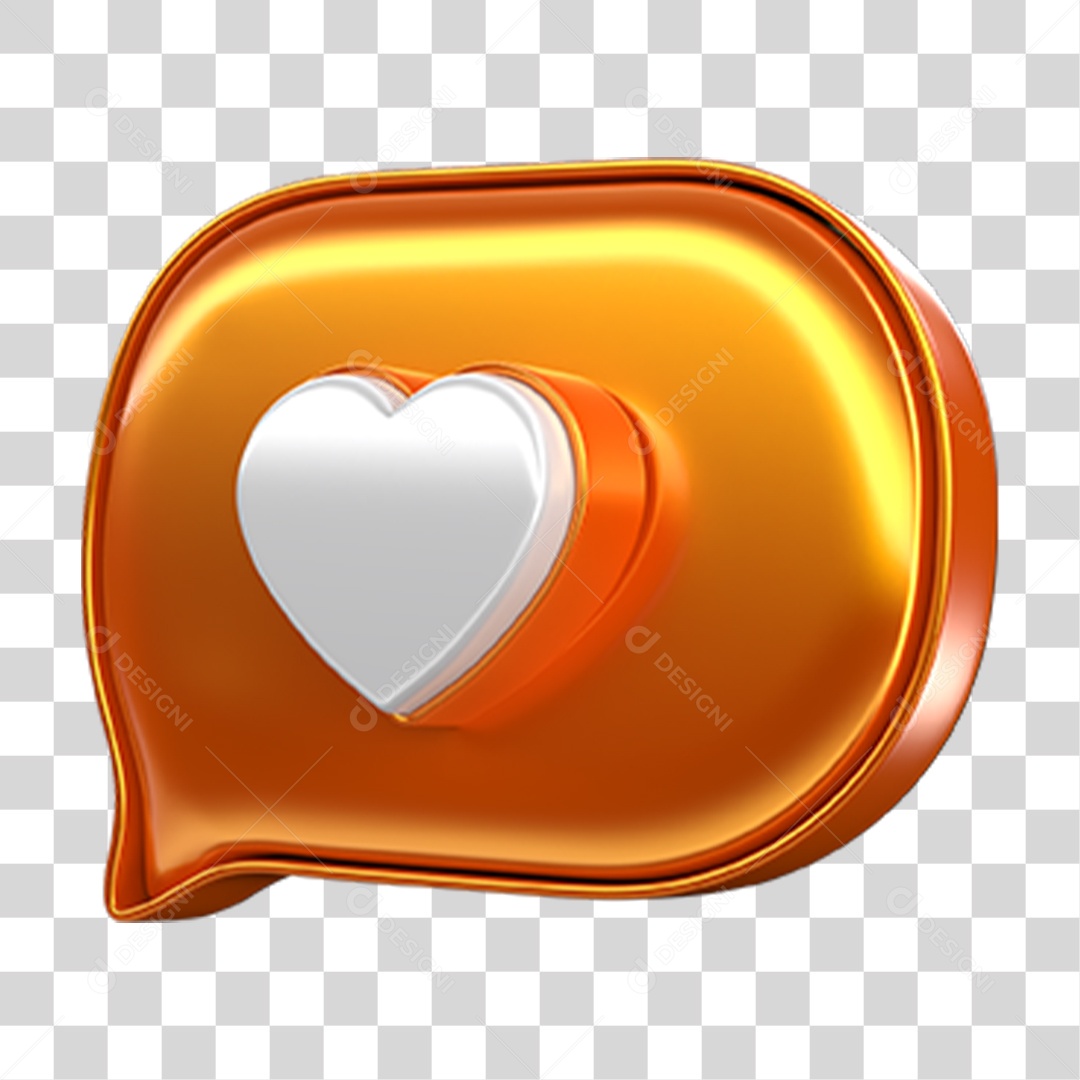 Elemento 3D Balão Coração PNG Transparente