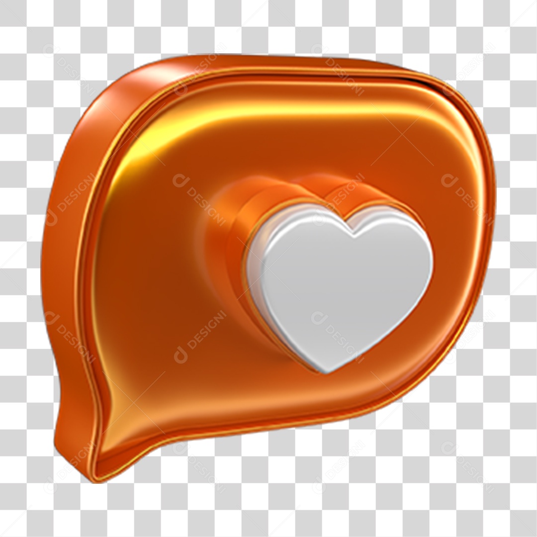 Elemento 3D Balão Coração PNG Transparente