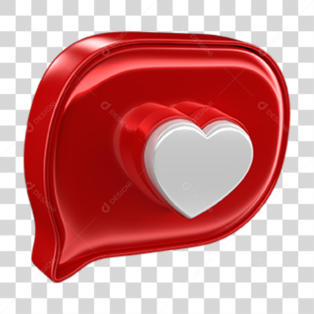 Elemento 3D Balão Coração PNG Transparente
