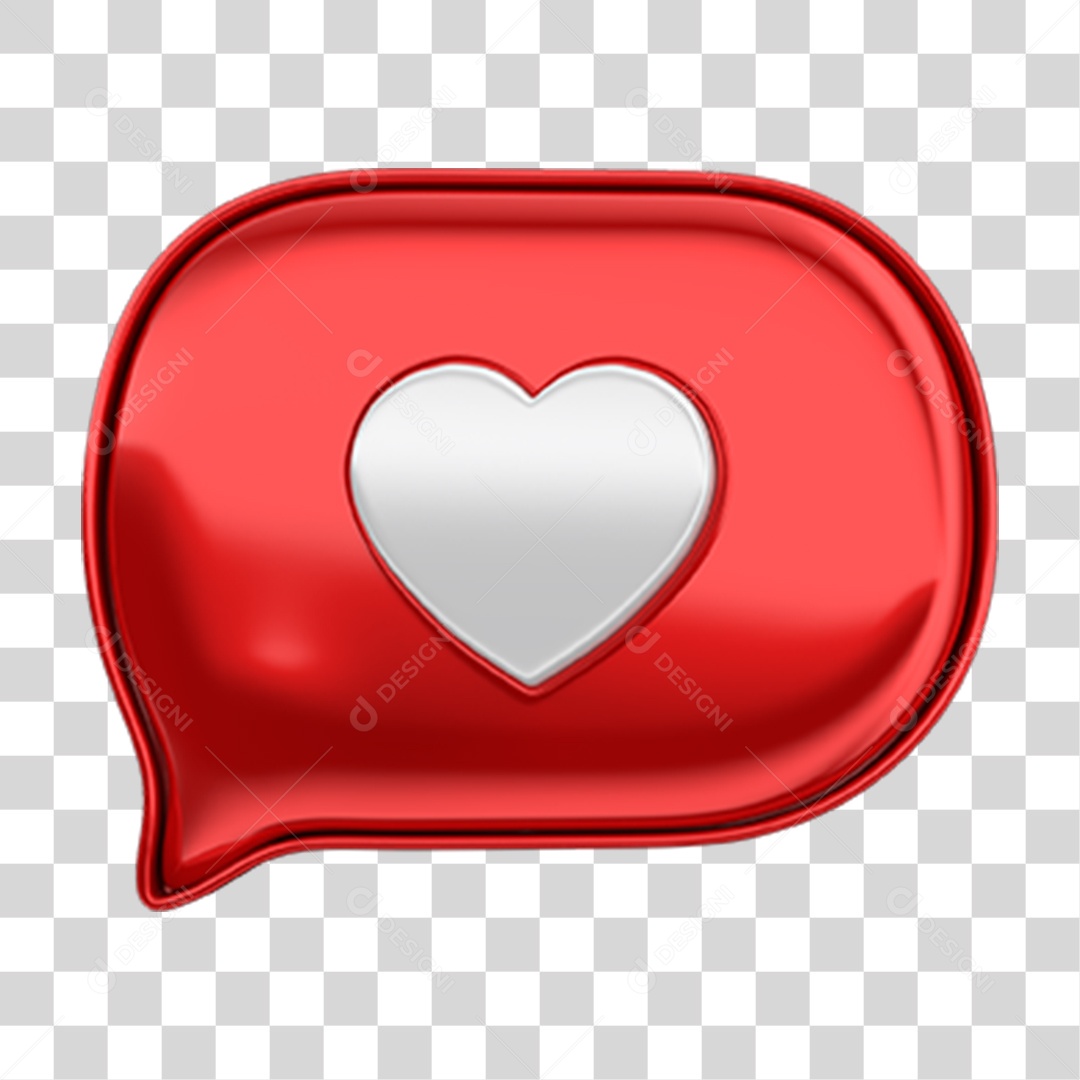 Elemento 3D Balão Coração PNG Transparente