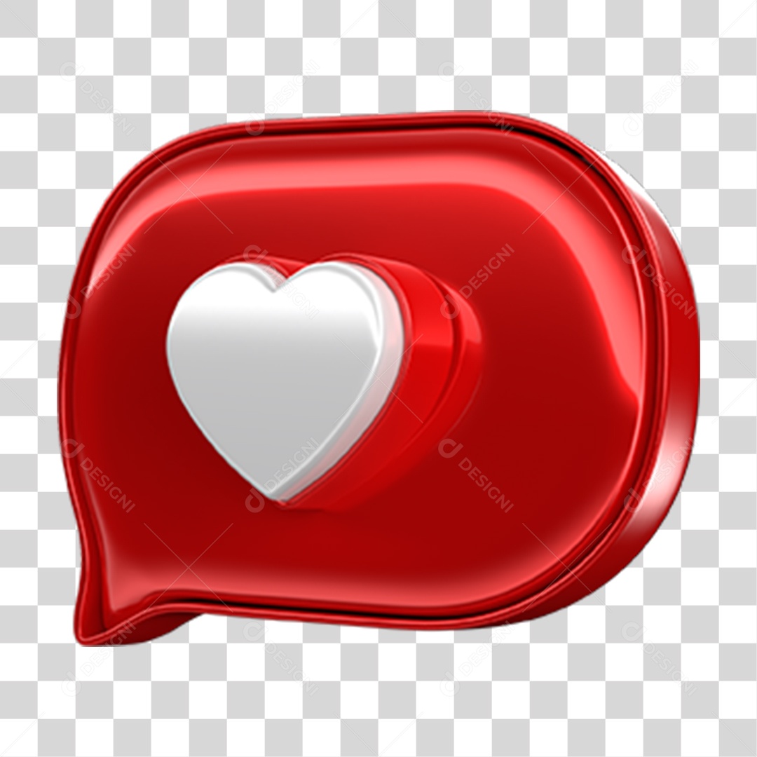 Elemento 3D Balão Coração PNG Transparente